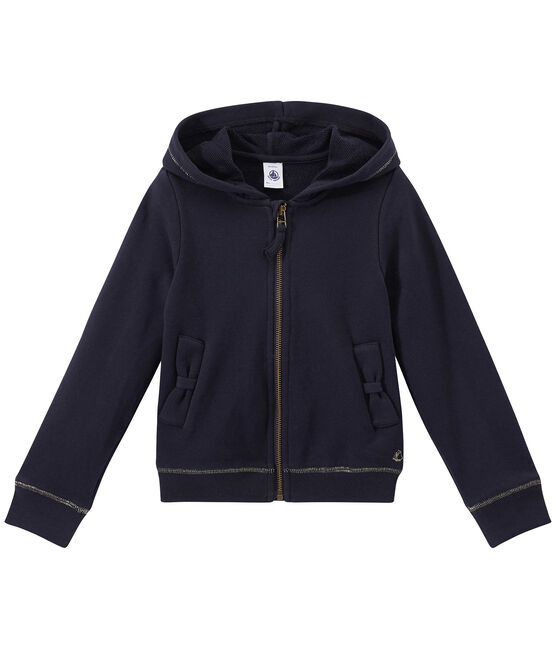 Mädchen-Kapuzensweatjacke blau SMOKING