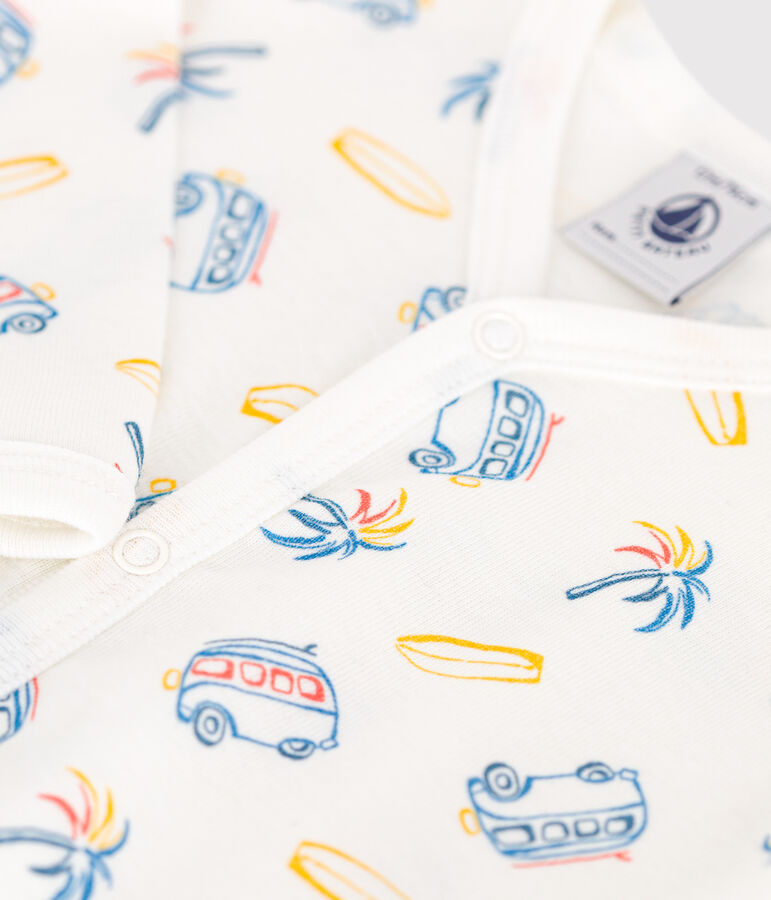 Strampler aus Baumwolle mit Minibus weiss/vielfarbig