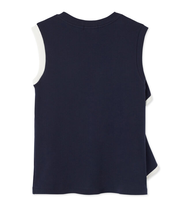 Top femme sans manches &agrave; volant blau