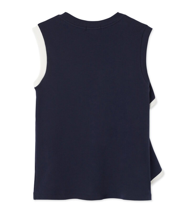 Top femme sans manches &agrave; volant blau