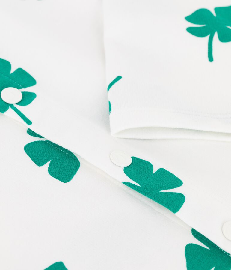 Gemusterter Cardigan aus Molton f&uuml;r M&auml;dchen weiss/gr&uuml;n