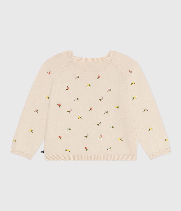 Kinder-Cardigan aus Wolle und Baumwolle mit gestickten Motiven naturfarben/vielfarbig