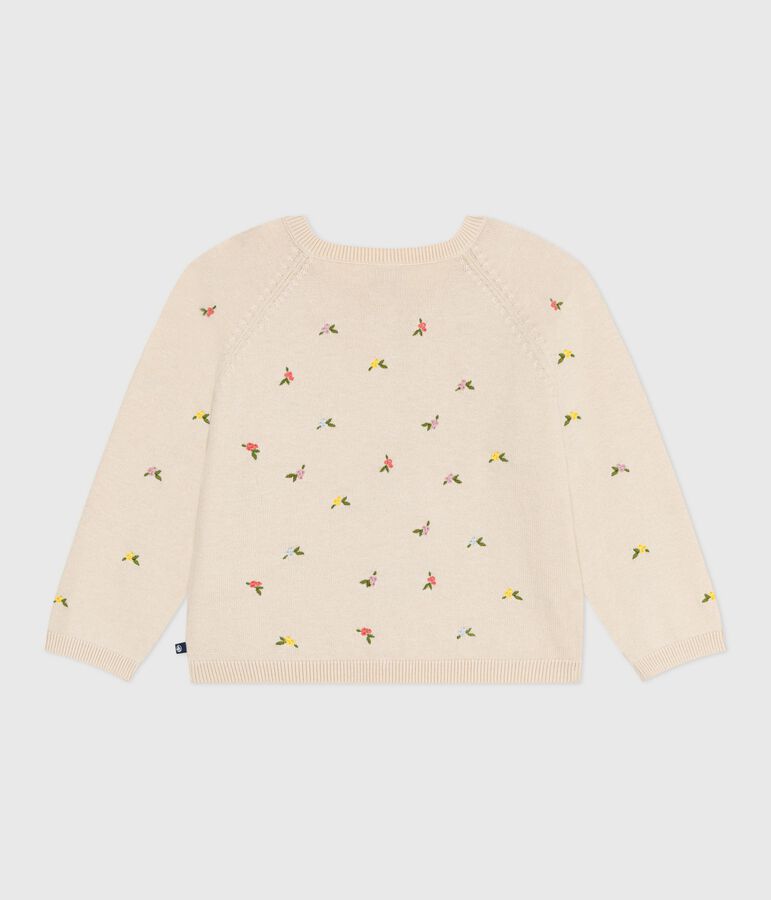 Kinder-Cardigan aus Wolle und Baumwolle mit gestickten Motiven naturfarben/vielfarbig