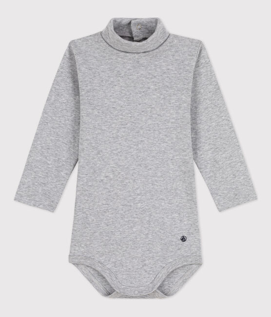 Langärmeliger Baby-Body aus Baumwolle mit Rollkragen grau FUMEE CHINE