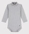 Langärmeliger Baby-Body aus Baumwolle mit Rollkragen grau FUMEE CHINE