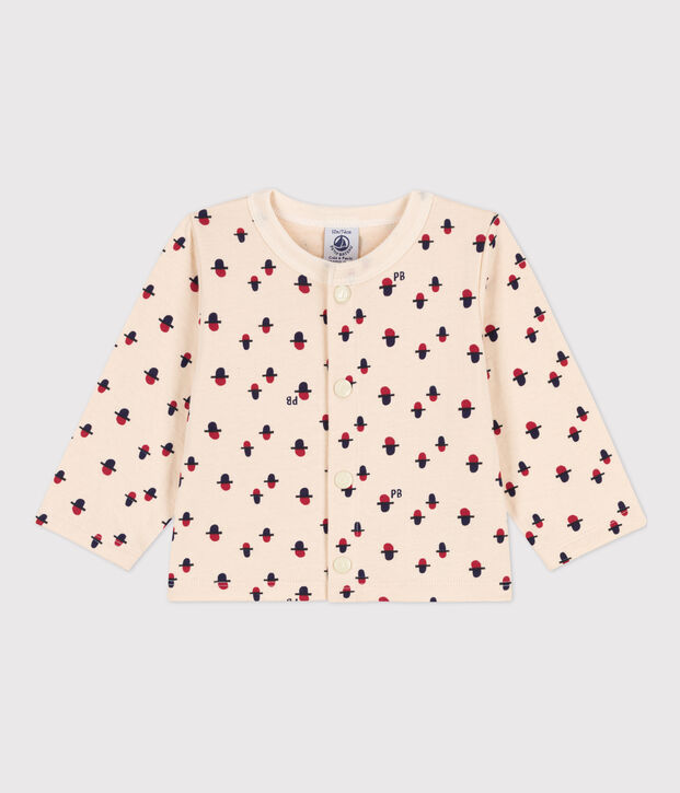 Baby-Cardigan aus bedrucktem Doppeljersey naturfarben/vielfarbig