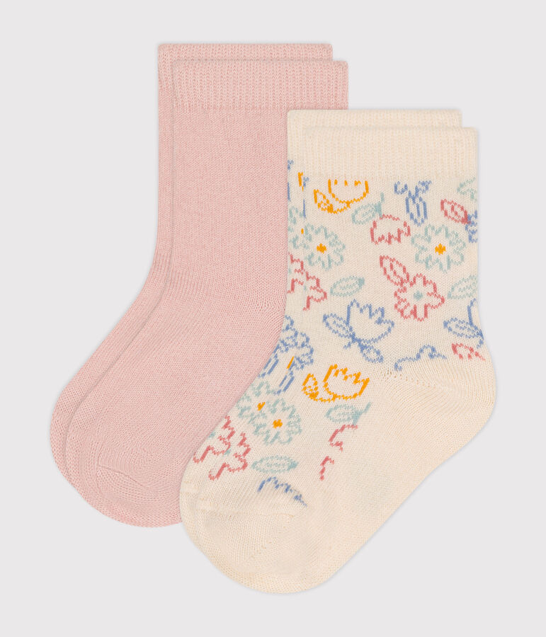 2er-Set Baby-Socken aus Baumwolle mit Blumenmotiv vielfarbig