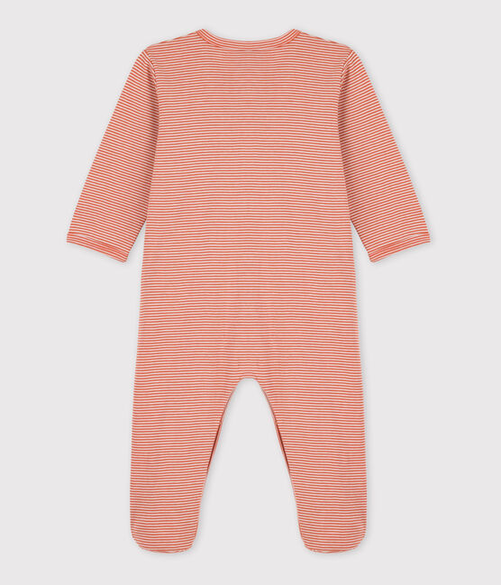 Baby-Strampler aus Baumwolle mit Ringelstreifen. rosa BRANDY/weiss MARSHMALLOW