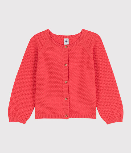 Kinder-Cardigan aus Baumwolle für Mädchen orange JUPITER