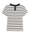 Kurzarm-T-Shirt für Mädchen beige COQUILLE/blau ABYSSE