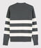 Marinepullover aus Baumwolle für Damen grau ORAGE/weiss MARSHMALLOW