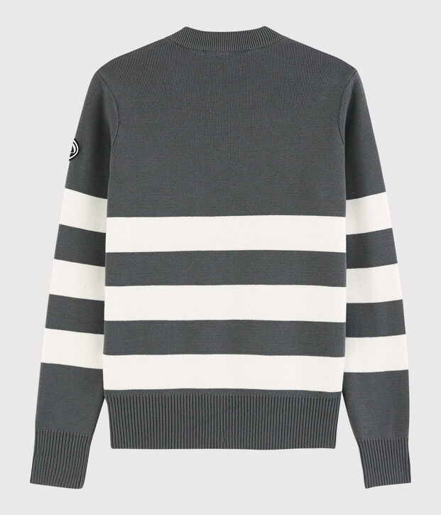 Marinepullover aus Baumwolle f&uuml;r Damen grau/weiss