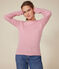 Langärmeliges Damen-T-Shirt "L'Iconique" mit Mäusezähnchenkante aus einfarbigem Rippstrick rosa ROSELINE CHINE