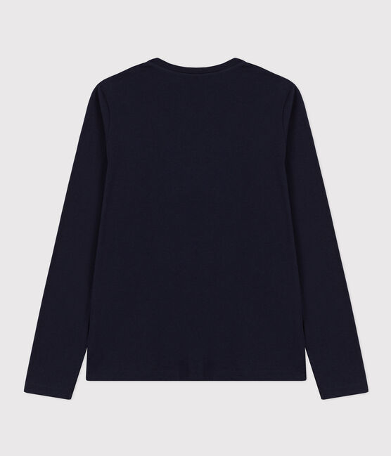 Damen-T-Shirt LE DROIT aus Baumwolle mit V-Ausschnitt blau SMOKING