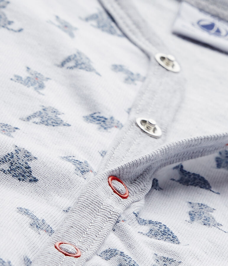 Baby-Jungen-Strampler ohne Fu&szlig; aus gedoppeltem Jersey weiss/vielfarbig