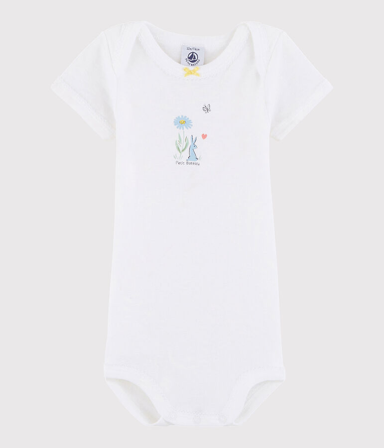 Kurz&auml;rmeliger Baby-Body M&auml;dchen weiss