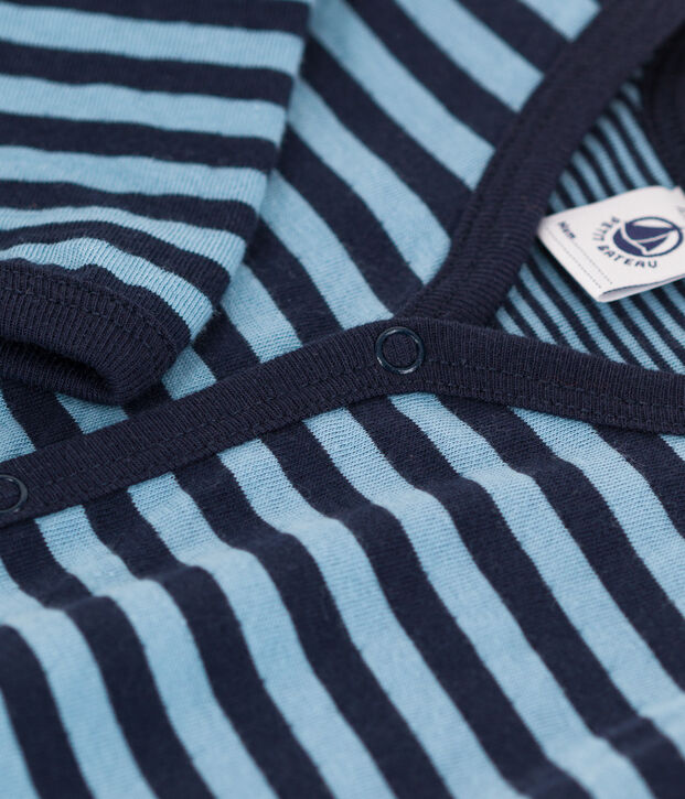 Gestreifter Strampler aus Doppeljersey blau/blau