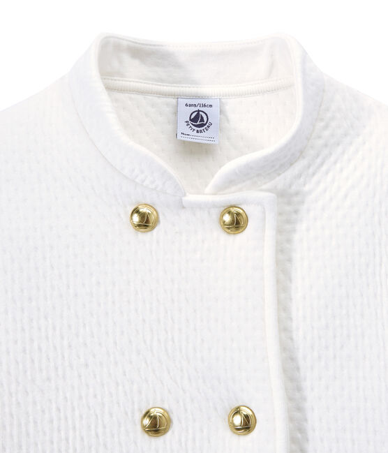 Gesteppter Mädchen-Mantel aus gedoppeltem Jersey weiss MARSHMALLOW