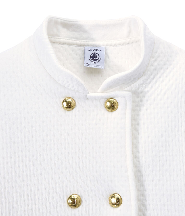 Gesteppter M&auml;dchen-Mantel aus gedoppeltem Jersey weiss