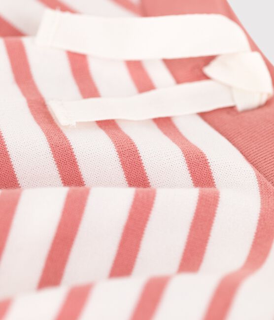 Kinderrock aus Baumwolle mit Streifen für Mädchen weiss MARSHMALLOW/ PAPAYE