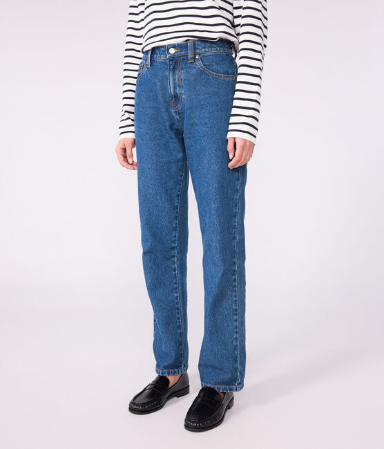 Damen-Hose mit geradem Schnitt aus Denim blau DENIM MOYEN