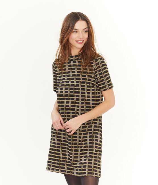 Kurzärmliges Kleid mit Karomuster für Damen variante 1