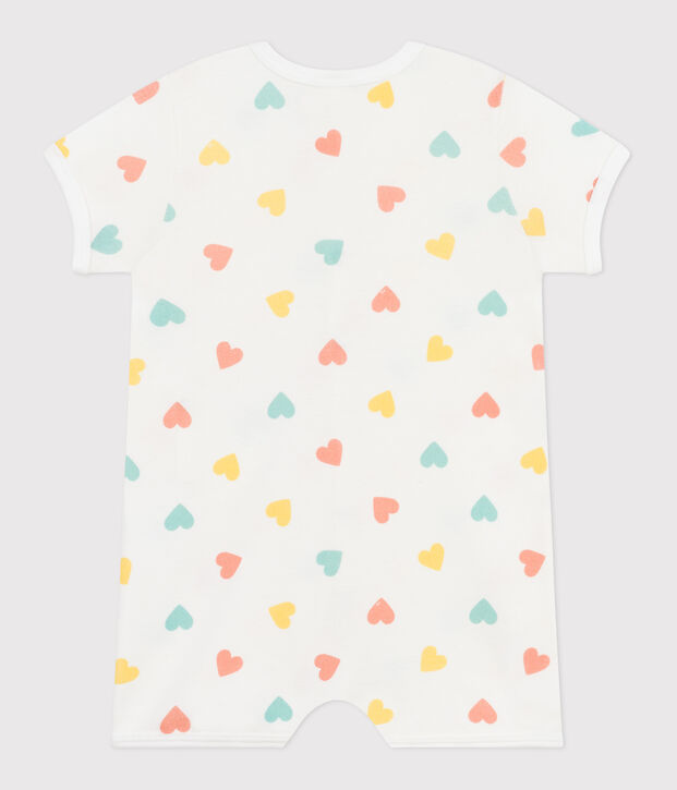 Baby-Kurzoverall aus Baumwolle mit Herzen weiss/vielfarbig