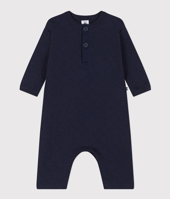 Langer Baby-Overall aus gestepptem Doppeljersey blau SMOKING