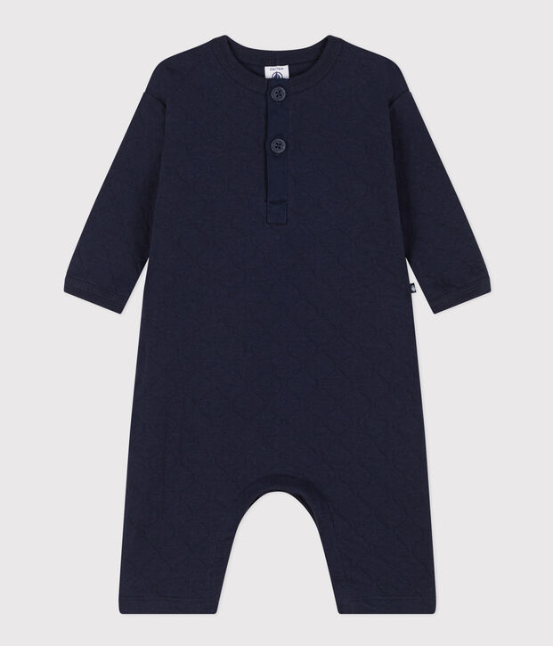 Langer Baby-Overall aus gestepptem Doppeljersey blau