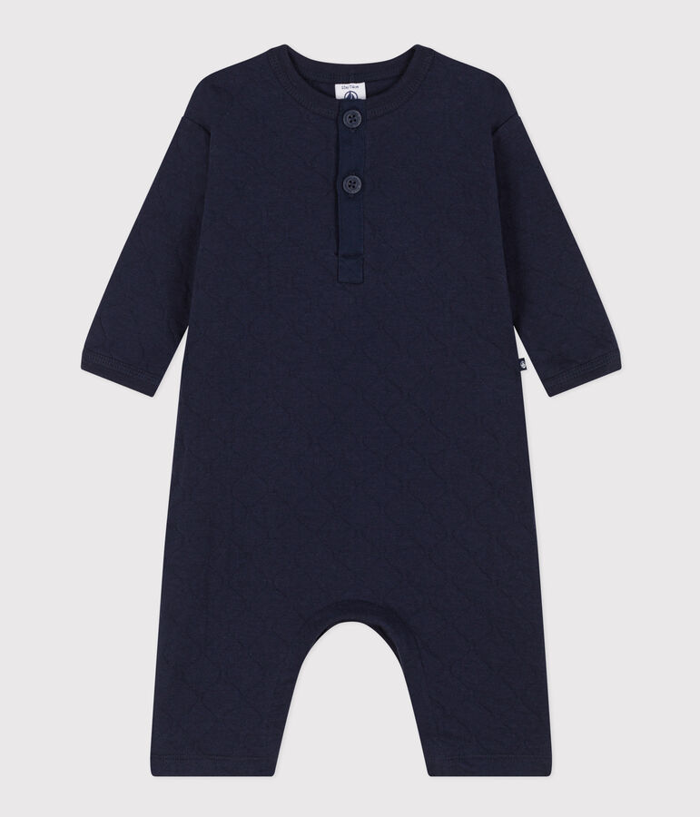 Langer Baby-Overall aus gestepptem Doppeljersey blau