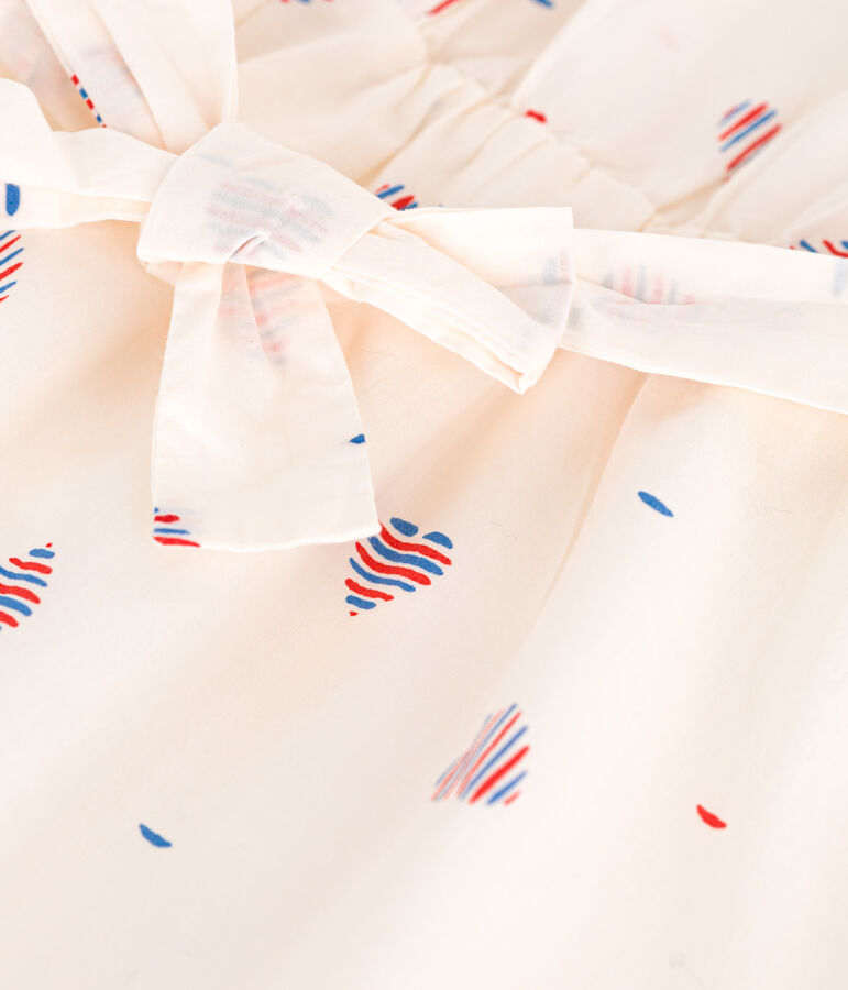 &Auml;rmelloses Kinder-Kleid aus Baumwolle mit Herz-Motiv naturfarben/vielfarbig