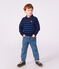 Kinder-Sweatshirt mit Polokragen aus Baumwolle mit Streifen blau/gr&uuml;n/blau