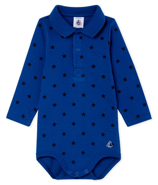 Langärmliger Baby-Body mit Polokragen für Jungen blau LIMOGES/blau SMOKING