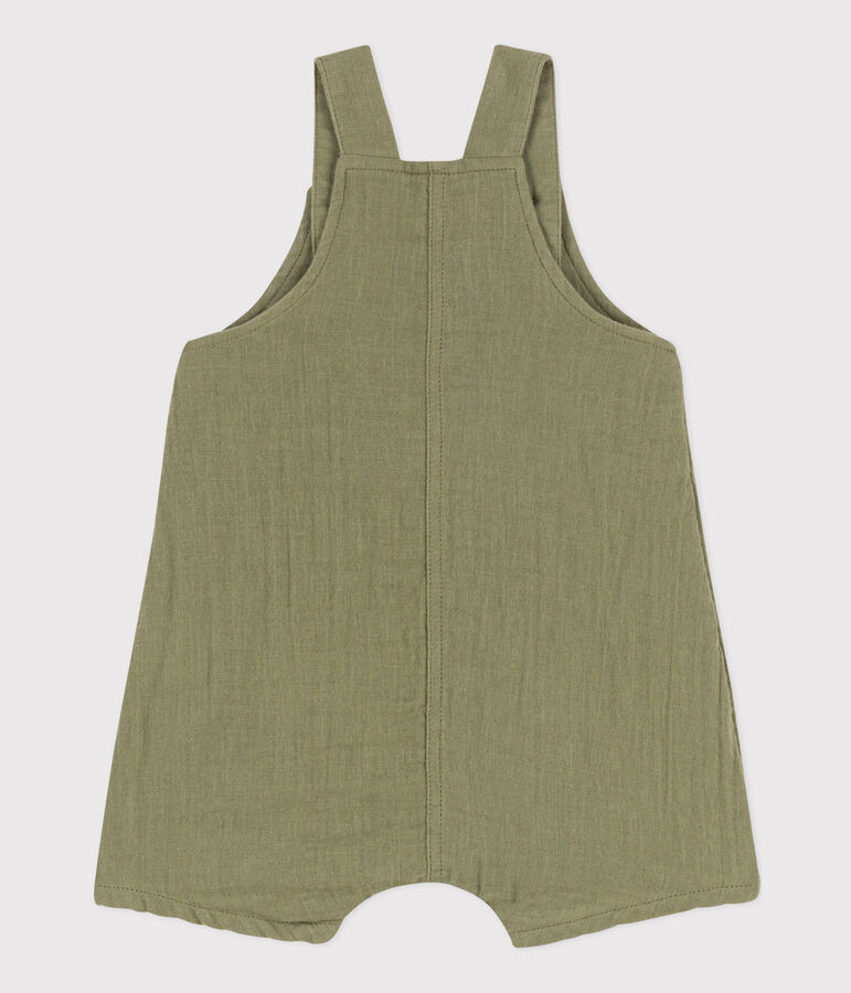 Kurze Baby-Latzhose aus Musselin gr&uuml;n