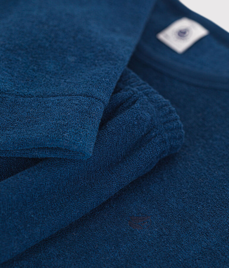 Kinder-Pyjama aus aufgerautem einfarbigen Frottee f&uuml;r Jungen blau