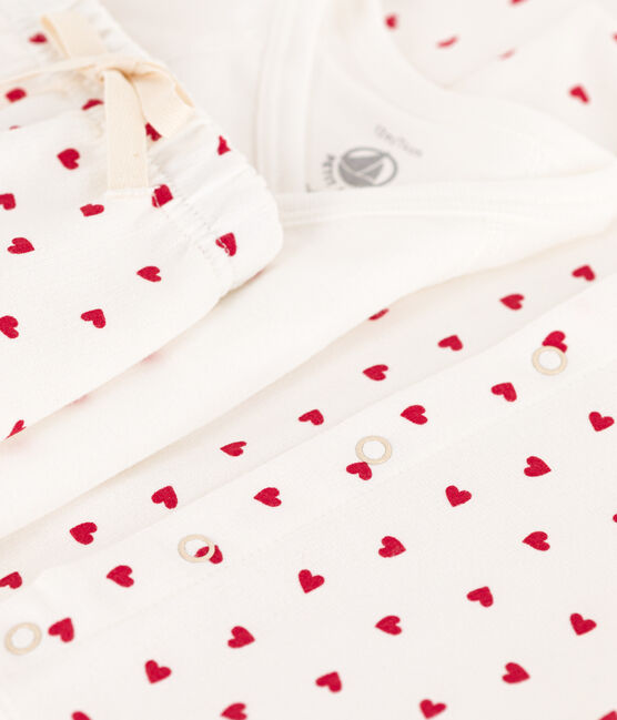 Baby-Set aus bedruckter Baumwolle weiss MARSHMALLOW/rot PEPS