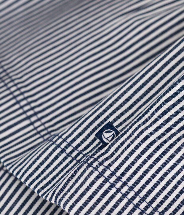 Baby-Latzhosenkleid aus gestreifter Baumwolle blau/weiss