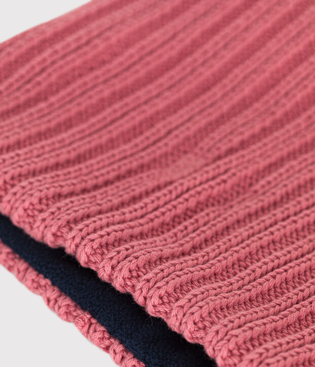 Kinder-Schlauchschal aus Strick mit Fleece-Futter rosa