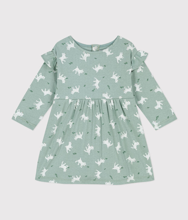 Lang&auml;rmeliges Babykleid aus bedrucktem Doppeljersey gr&uuml;n/vielfarbig