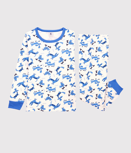 Kinderpyjama aus Baumwolle mit Tiermotiv für Jungen weiss MARSHMALLOW/weiss MULTICO