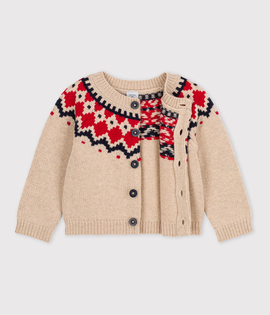 Baby-Cardigan aus Woll-/Baumwollstrick TRENCH/ MULTICO