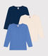 3er-Set langärmelige T-Shirts aus einfarbiger Baumwolle für Kinder