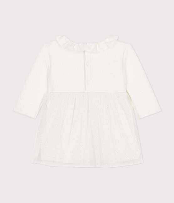 Baby-Kleid aus Doppeljersey und Tüll weiss MARSHMALLOW/grau ARGENT