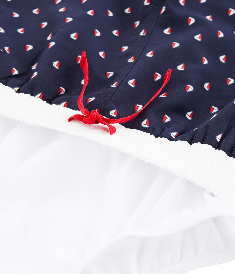 Bedruckte Strandshorts Kinder Jungen blau SUBMARINE/weiss MULTICO