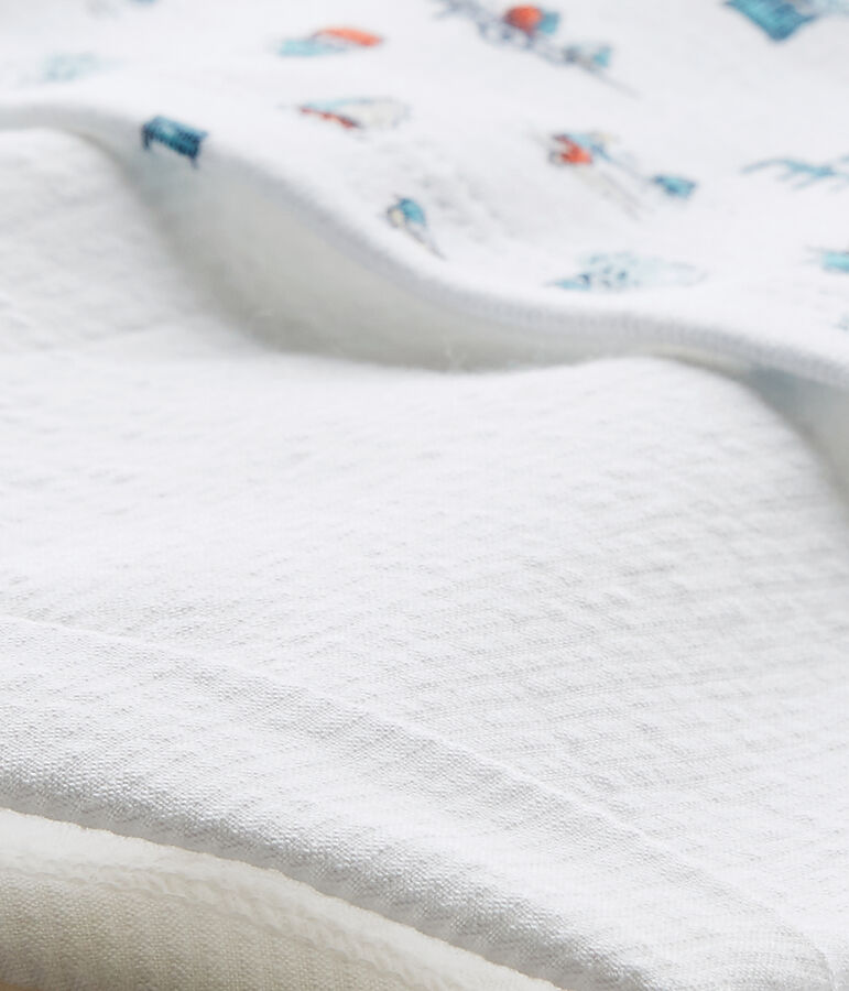 Kurzer Baby-Jungen-Einteiler im Materialmix weiss ECUME/weiss MULTICO