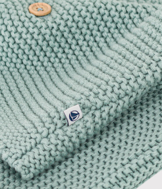 Baby-Cardigan kraus rechts gestrickt grün PAUL