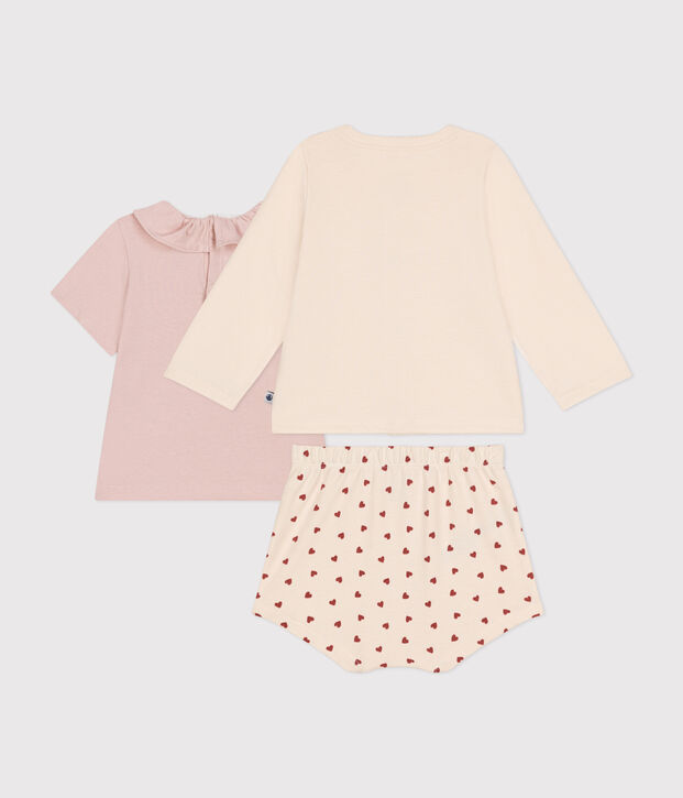 3er-Baby-Set aus leichtem Jersey naturfarben/vielfarbig