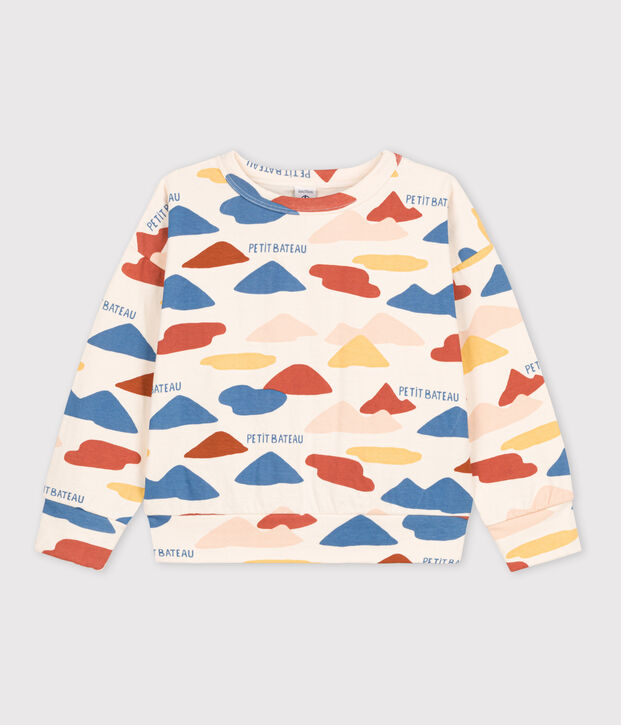 Bedrucktes Kinder-Sweatshirt aus Doppeljersey naturfarben/vielfarbig