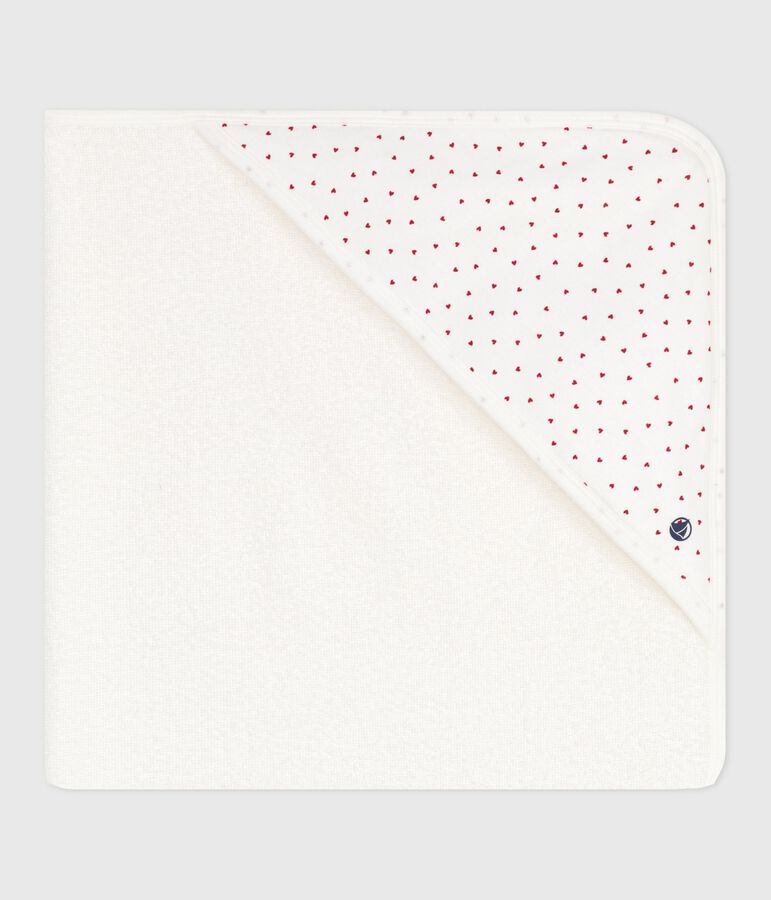 Viereckiges Baby-Badetuch aus Baumwolle weiss/rot