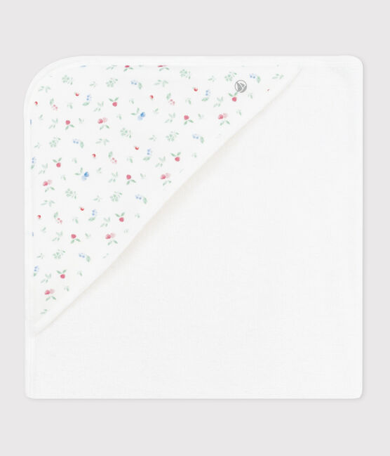 Viereckiges Baby-Badetuch aus Baumwolle weiss MARSHMALLOW/weiss MULTICO